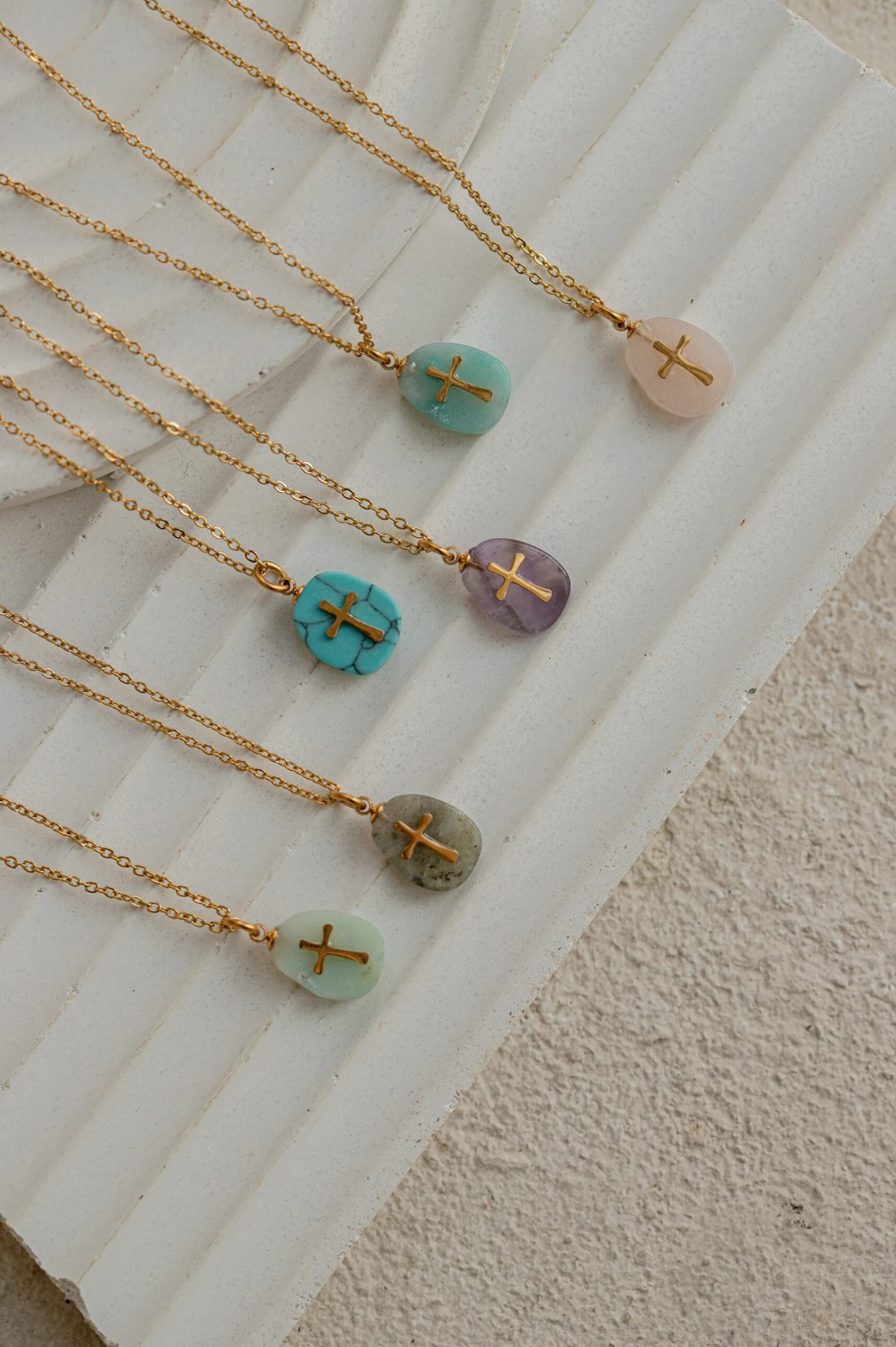 18K Gold Filled Cross Necklace, Christian Christmas Necklace, Crucifix Necklace, New Year Gift, Natural Stone Necklace, Colorful Necklace 11 18K Gold Filled Cross Necklace, Christian Christmas Necklace, Crucifix Necklace, New Year Gift, Natural Stone Necklace, Colorful Necklace - Image 9