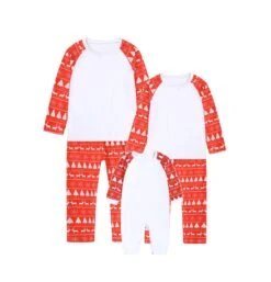 Matching Family Pyjamas Sublimation Blanks Baby Kid Women Men Red Nordic Christmas Tree, Reindeer, Snowflake Pattern Limited Stock