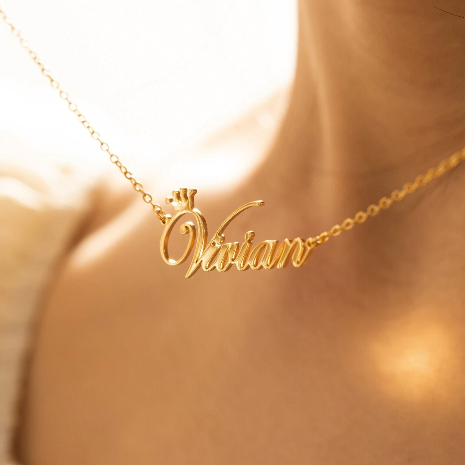 Personalized Name Jewelry - Crown Name Necklace - Dainty Gold Necklace - Personalized Name Plate Necklace - Christmas Gift For Mom,her 4 Personalized Name Jewelry - Crown Name Necklace - Dainty Gold Necklace - Personalized Name Plate Necklace - Christmas Gift For Mom,her - Image 2