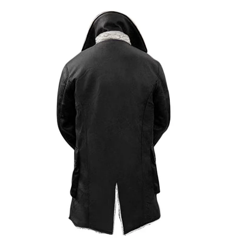 Handmade Winter Coat Black Bane Coat Tom Hardy Shearling Jacket The Dark Knight Rises Sheepskin Leather Trench Coat Jacket Christmas 5 Handmade Winter Coat Black Bane Coat Tom Hardy Shearling Jacket The Dark Knight Rises Sheepskin Leather Trench Coat Jacket Christmas - Image 3