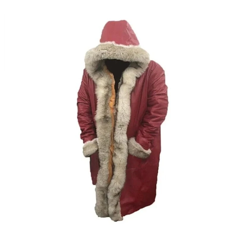 The Christmas Chronicls 2 Santa Claus Red Leather Coat Mens Cosplay Costume Faux Leather / Real Leather With Artificial Fur Celebrity Jacket 3 The Christmas Chronicls 2 Santa Claus Red Leather Coat Mens Cosplay Costume Faux Leather / Real Leather With Artificial Fur Celebrity Jacket