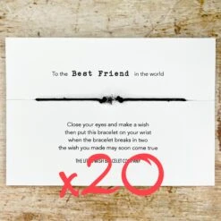 20 XBest Friend In The World - Wish Bracelet Positivity Birthday Christmas Gift, Bulk, Wholesale, Save