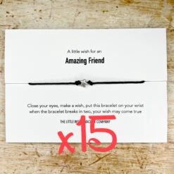 15 XA Little Wish For An Amazing Friend - Wish Bracelet Positivity Birthday Christmas Work School Gift, Bulk, Wholesale, Save