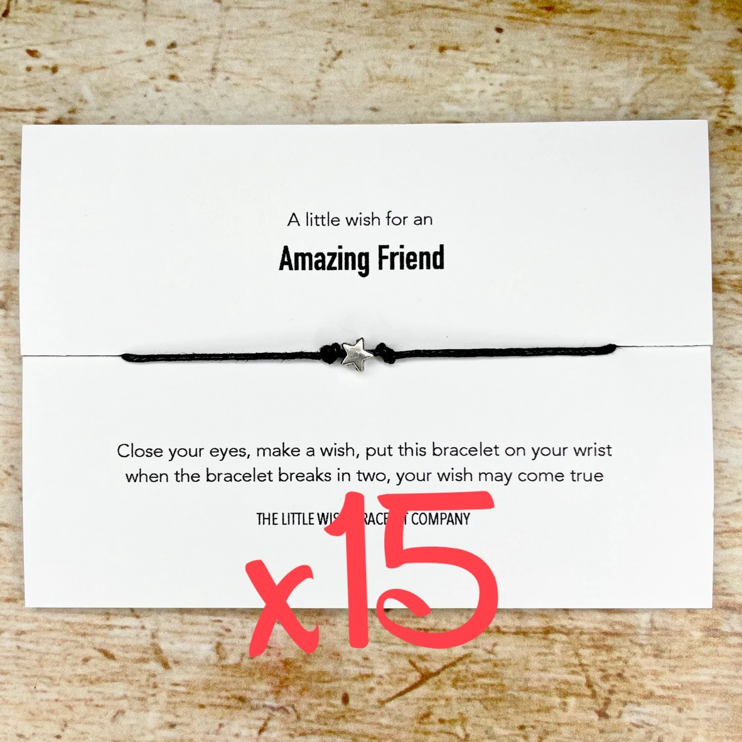 15 XA Little Wish For An Amazing Friend - Wish Bracelet Positivity Birthday Christmas Work School Gift, Bulk, Wholesale, Save 3 15 XA Little Wish For An Amazing Friend - Wish Bracelet Positivity Birthday Christmas Work School Gift, Bulk, Wholesale, Save