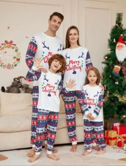 Luxury Merry Christmas Matching Family Christmas Pyjamas