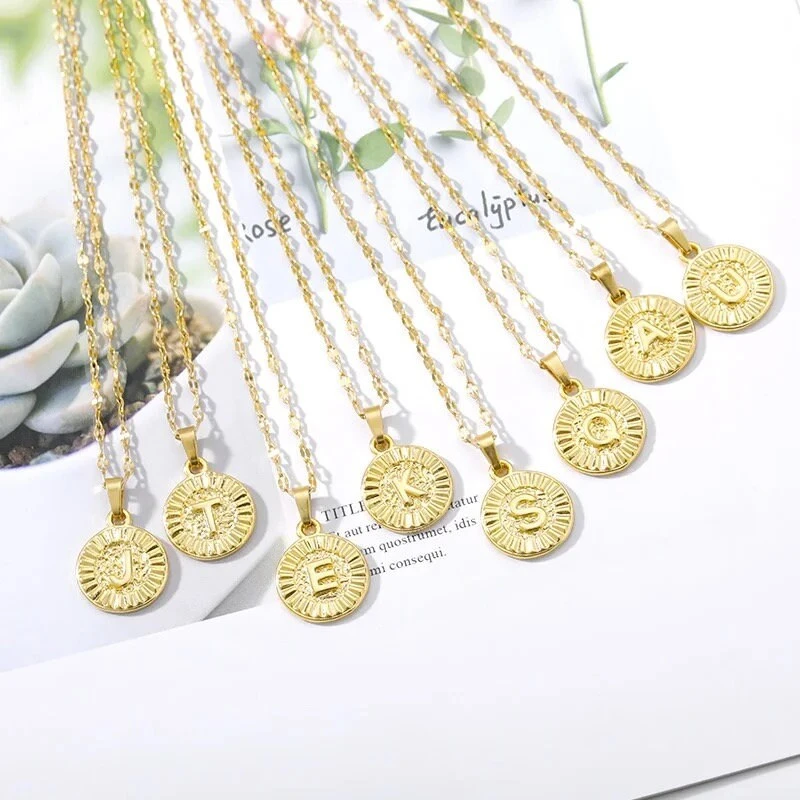 Coin Necklace,Gold Coin Necklace,Letter Necklace,Initial Necklace,Gold Plated Necklace, Christmas Gift 6 Coin Necklace,Gold Coin Necklace,Letter Necklace,Initial Necklace,Gold Plated Necklace, Christmas Gift - Image 4