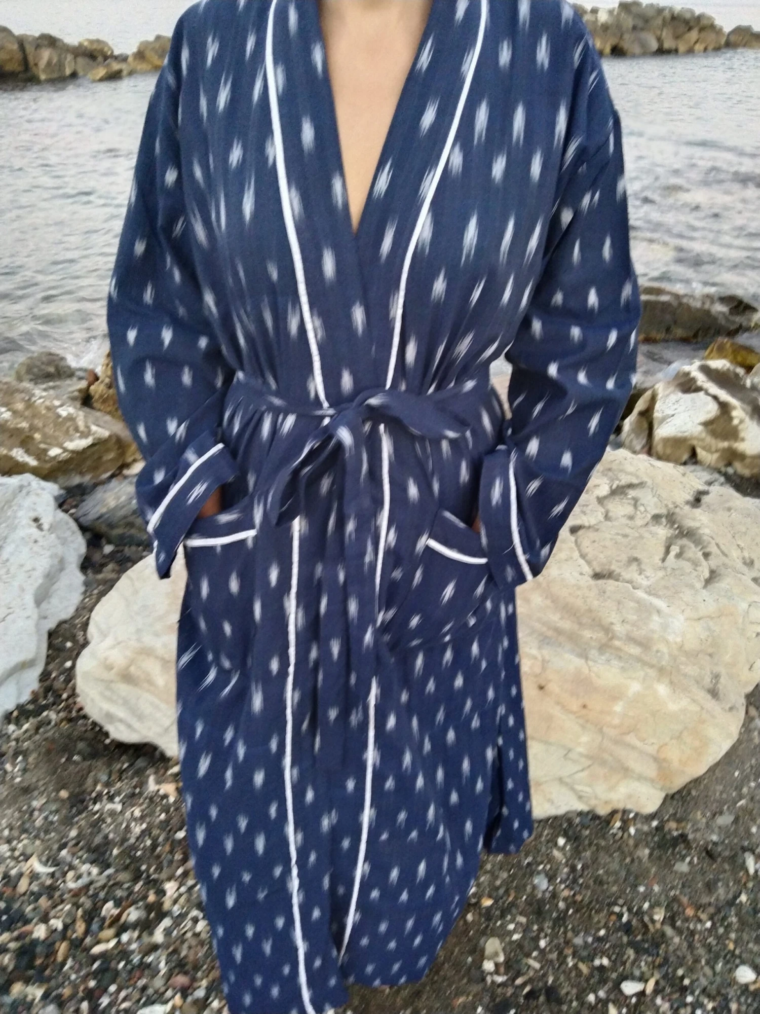 Unisex Ikkat Dressing Robe,cotton Robe,lounge Wear,resort Wear,gifts For Him,gifts For Her,housewarming Gift,boho Robe,Christmas Gift, 11 Unisex Ikkat Dressing Robe,cotton Robe,lounge Wear,resort Wear,gifts For Him,gifts For Her,housewarming Gift,boho Robe,Christmas Gift, - Image 9