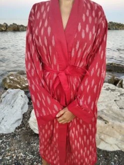 Unisex Ikkat Dressing Robe,ikkat Kimono,cotton Robe,resort Wear,lounge Wear,housewarming Gift,Christmas Gift,Mom Postpartum Gift,boho Robe