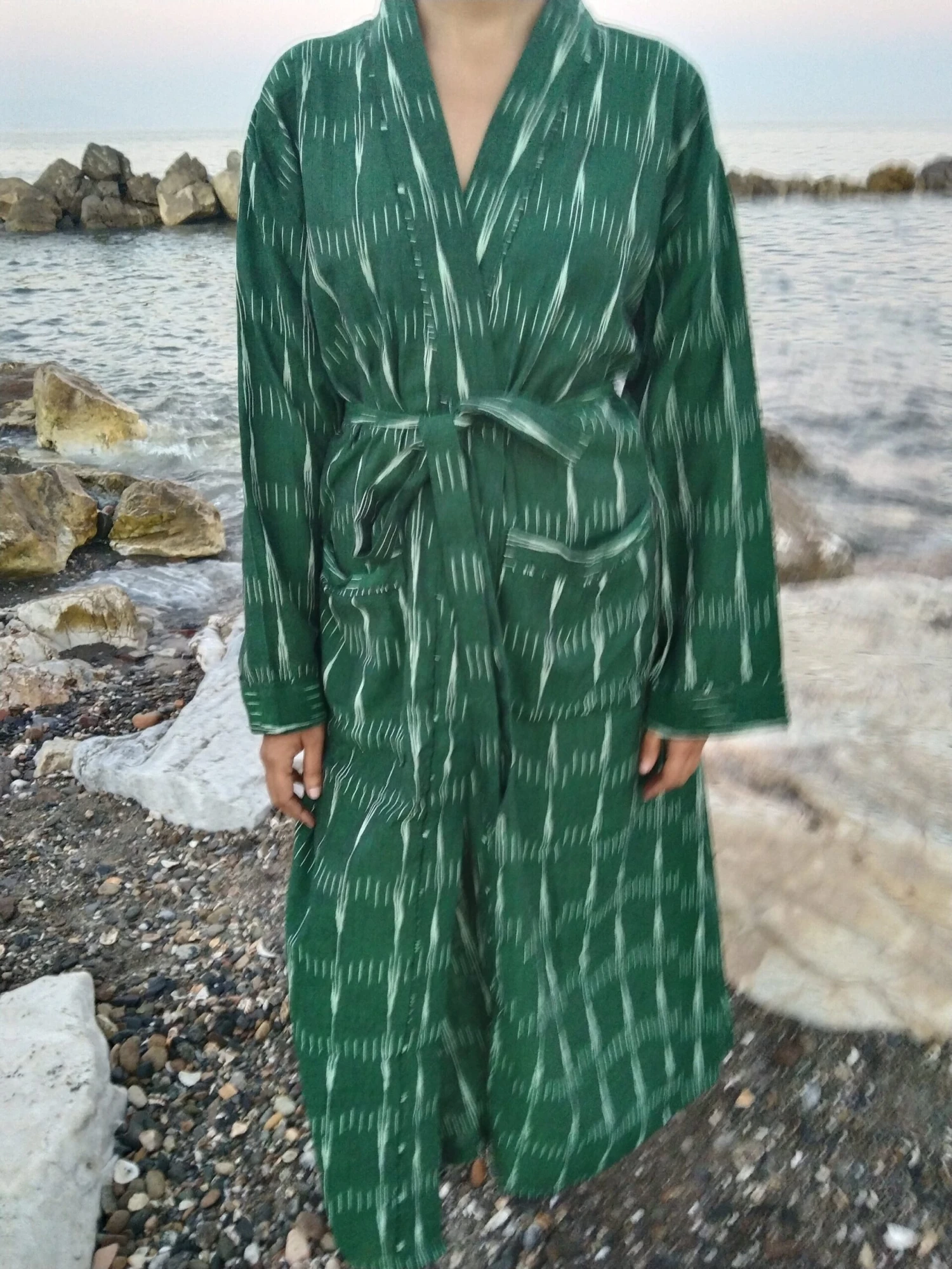 Unisex Ikkat Dressing Robe,cotton Robe,loungewear,resort Wear,Christmas Gift,mom Postpartum Gift,gifts For Him,gifts For Her,boho Robe 4 Unisex Ikkat Dressing Robe,cotton Robe,loungewear,resort Wear,Christmas Gift,mom Postpartum Gift,gifts For Him,gifts For Her,boho Robe - Image 2