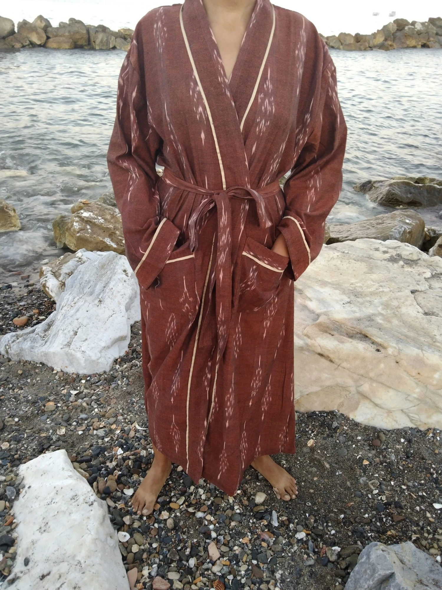 Unisex Ikkat Dressing Robe,ikkat Kimono,loungewear,resort Wear,gifts For Her,gifts For Him,Christmas Gift,mom Postpartum Gift, Housewarming 4 Unisex Ikkat Dressing Robe,ikkat Kimono,loungewear,resort Wear,gifts For Her,gifts For Him,Christmas Gift,mom Postpartum Gift, Housewarming - Image 2