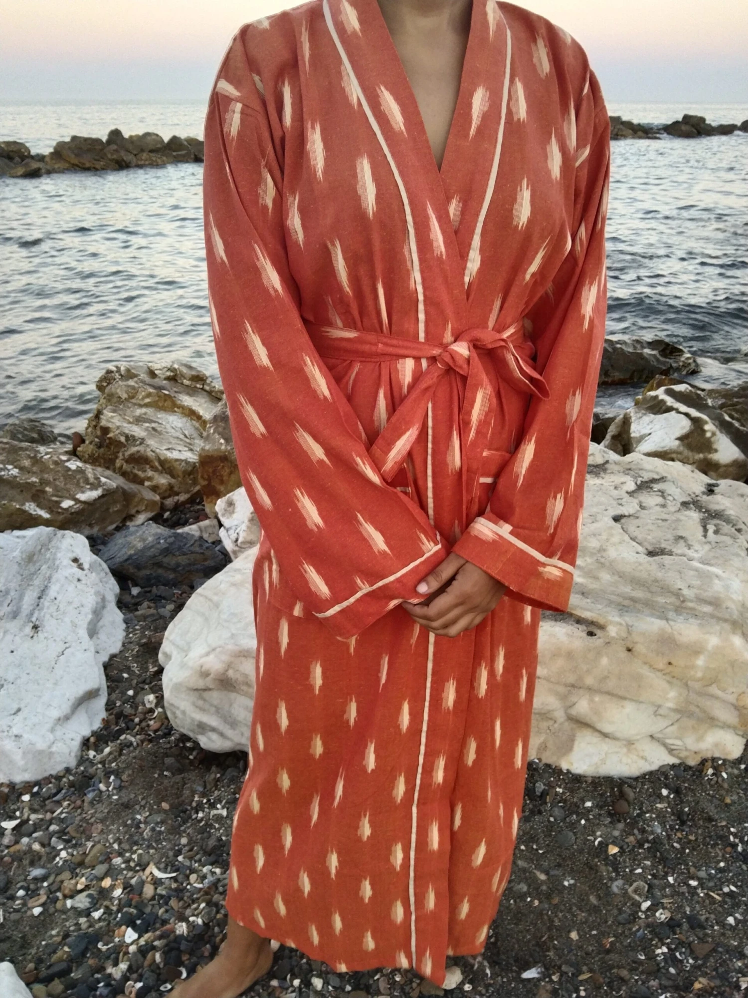 Unisex Ikkat Dressing Robe,kimono,lounge Wear,resort Wear,gifts For Him,gifts For Her,Christmas Gift,mom Postpartum Gift, Housewarming Gift 5 Unisex Ikkat Dressing Robe,kimono,lounge Wear,resort Wear,gifts For Him,gifts For Her,Christmas Gift,mom Postpartum Gift, Housewarming Gift - Image 3