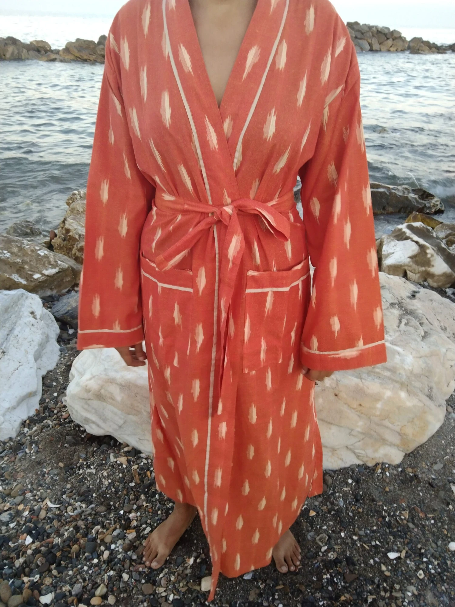 Unisex Ikkat Dressing Robe,kimono,lounge Wear,resort Wear,gifts For Him,gifts For Her,Christmas Gift,mom Postpartum Gift, Housewarming Gift 12 Unisex Ikkat Dressing Robe,kimono,lounge Wear,resort Wear,gifts For Him,gifts For Her,Christmas Gift,mom Postpartum Gift, Housewarming Gift - Image 10