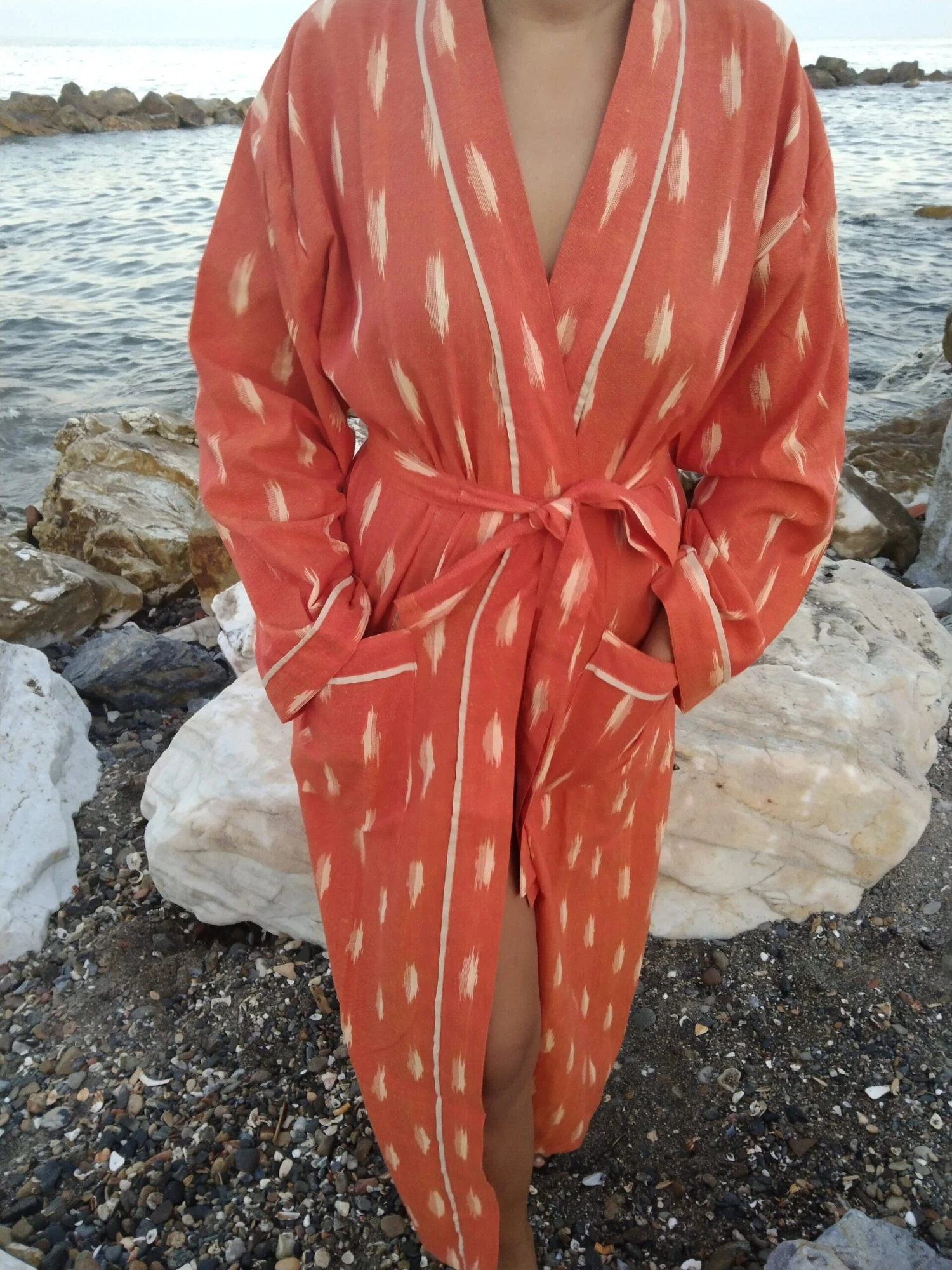 Unisex Ikkat Dressing Robe,kimono,lounge Wear,resort Wear,gifts For Him,gifts For Her,Christmas Gift,mom Postpartum Gift, Housewarming Gift 9 Unisex Ikkat Dressing Robe,kimono,lounge Wear,resort Wear,gifts For Him,gifts For Her,Christmas Gift,mom Postpartum Gift, Housewarming Gift - Image 7