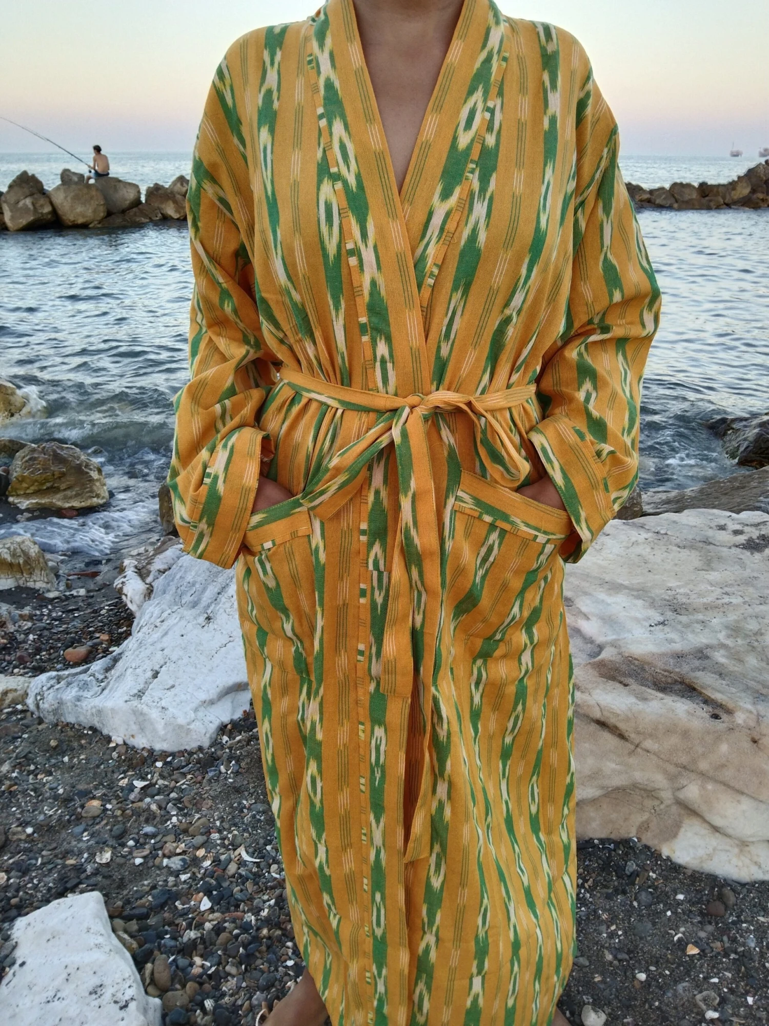 Ikkat Dressing Robe,kimono,gifts For Her,gift For Him,Resort Wear,lounge Wear,boho Robe,mom Postpartum Gift,housewarming Gift,Christmas Gift 4 Ikkat Dressing Robe,kimono,gifts For Her,gift For Him,Resort Wear,lounge Wear,boho Robe,mom Postpartum Gift,housewarming Gift,Christmas Gift - Image 2