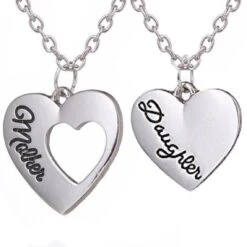 Personalised Two Heart Mother Daughter Silver Plated Necklace For Mother's Day, Valentine's Day, Birthday, Christmas - Free Engraving