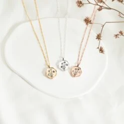 Combined Birth Flower Necklace,Engraved Birth Necklace,Minimalist Necklace,Bouquet Flower Necklace,Christmas Gift,Perfect Gift For Her