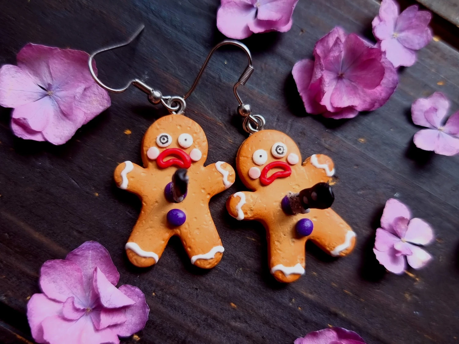 Christmas Earrings-Holidaystuds-Cookie Jewelry-Gingerbread Man-Xmas Gift Idea-Dead Man-Halloween Accesorie-Dark Christmas-Food Miniature 4 Christmas Earrings-Holidaystuds-Cookie Jewelry-Gingerbread Man-Xmas Gift Idea-Dead Man-Halloween Accesorie-Dark Christmas-Food Miniature - Image 2