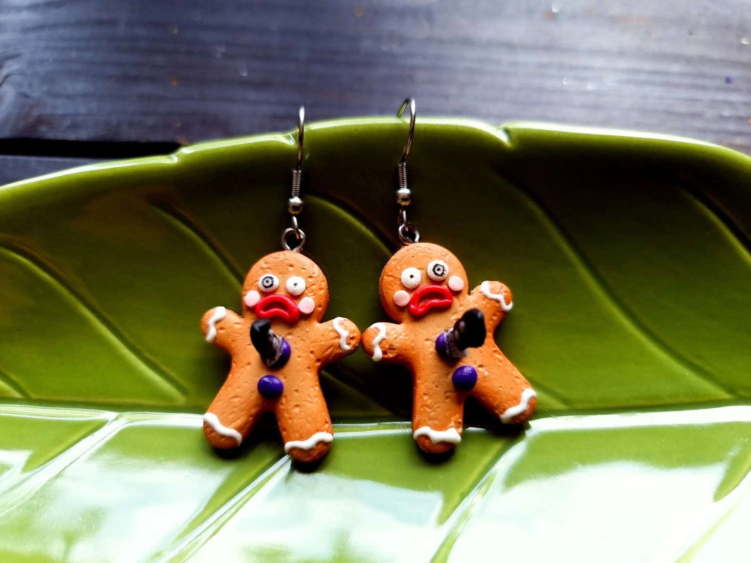 Christmas Earrings-Holidaystuds-Cookie Jewelry-Gingerbread Man-Xmas Gift Idea-Dead Man-Halloween Accesorie-Dark Christmas-Food Miniature 6 Christmas Earrings-Holidaystuds-Cookie Jewelry-Gingerbread Man-Xmas Gift Idea-Dead Man-Halloween Accesorie-Dark Christmas-Food Miniature - Image 4