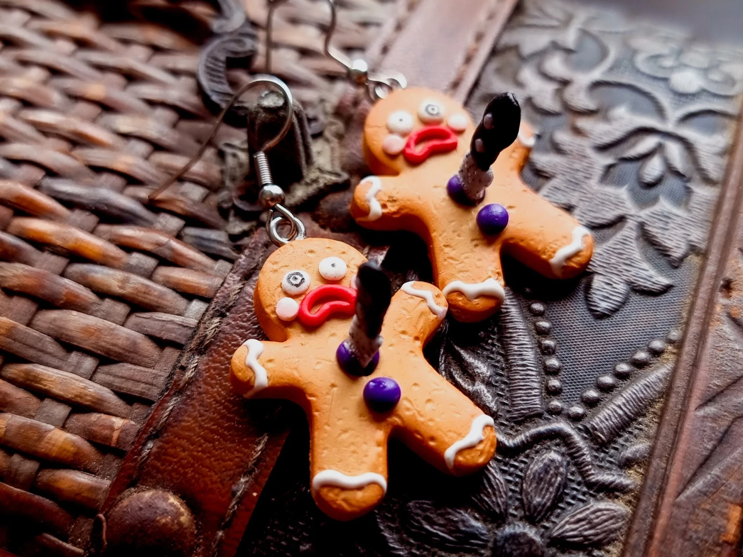 Christmas Earrings-Holidaystuds-Cookie Jewelry-Gingerbread Man-Xmas Gift Idea-Dead Man-Halloween Accesorie-Dark Christmas-Food Miniature 7 Christmas Earrings-Holidaystuds-Cookie Jewelry-Gingerbread Man-Xmas Gift Idea-Dead Man-Halloween Accesorie-Dark Christmas-Food Miniature - Image 5