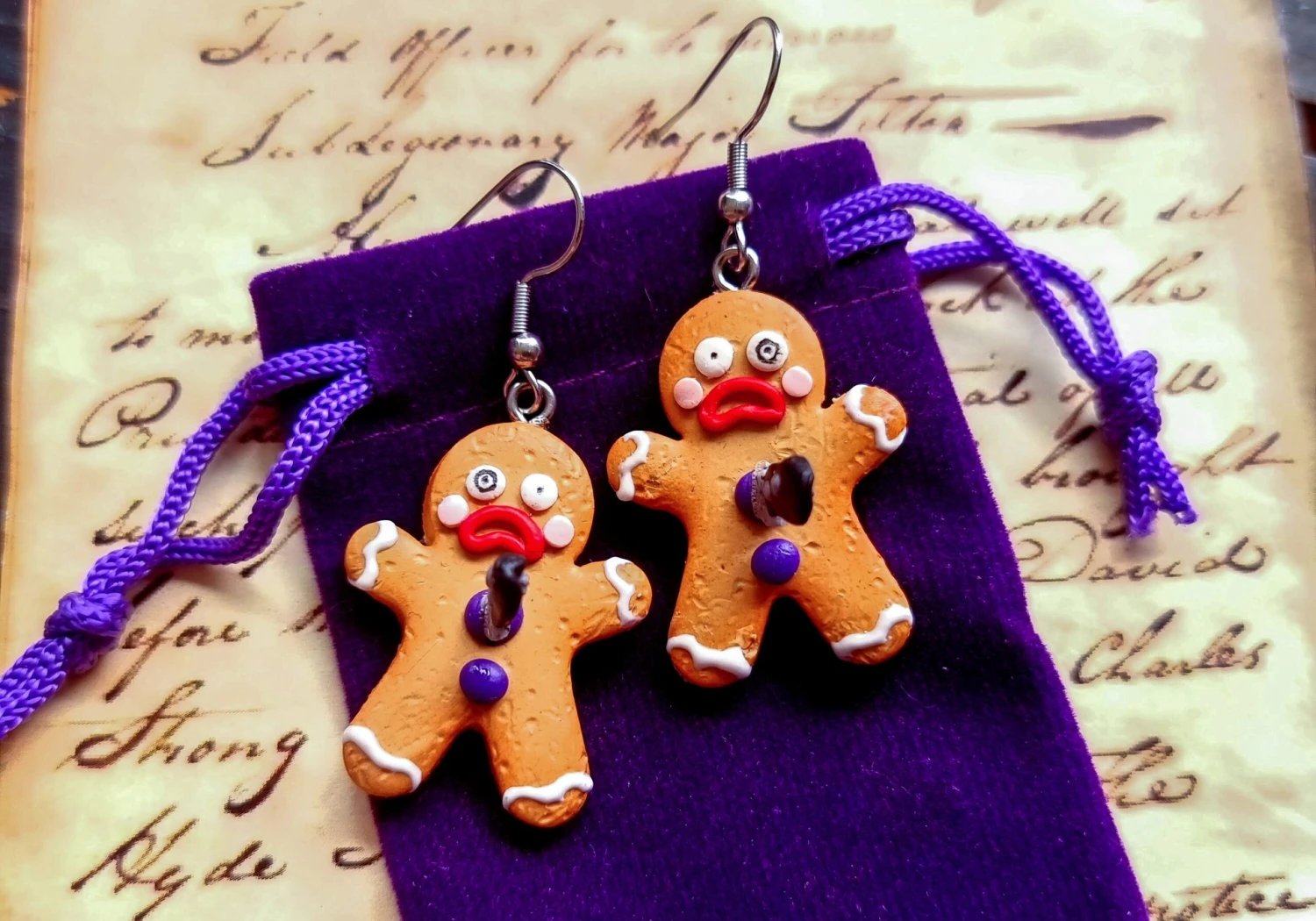 Christmas Earrings-Holidaystuds-Cookie Jewelry-Gingerbread Man-Xmas Gift Idea-Dead Man-Halloween Accesorie-Dark Christmas-Food Miniature 10 Christmas Earrings-Holidaystuds-Cookie Jewelry-Gingerbread Man-Xmas Gift Idea-Dead Man-Halloween Accesorie-Dark Christmas-Food Miniature - Image 8