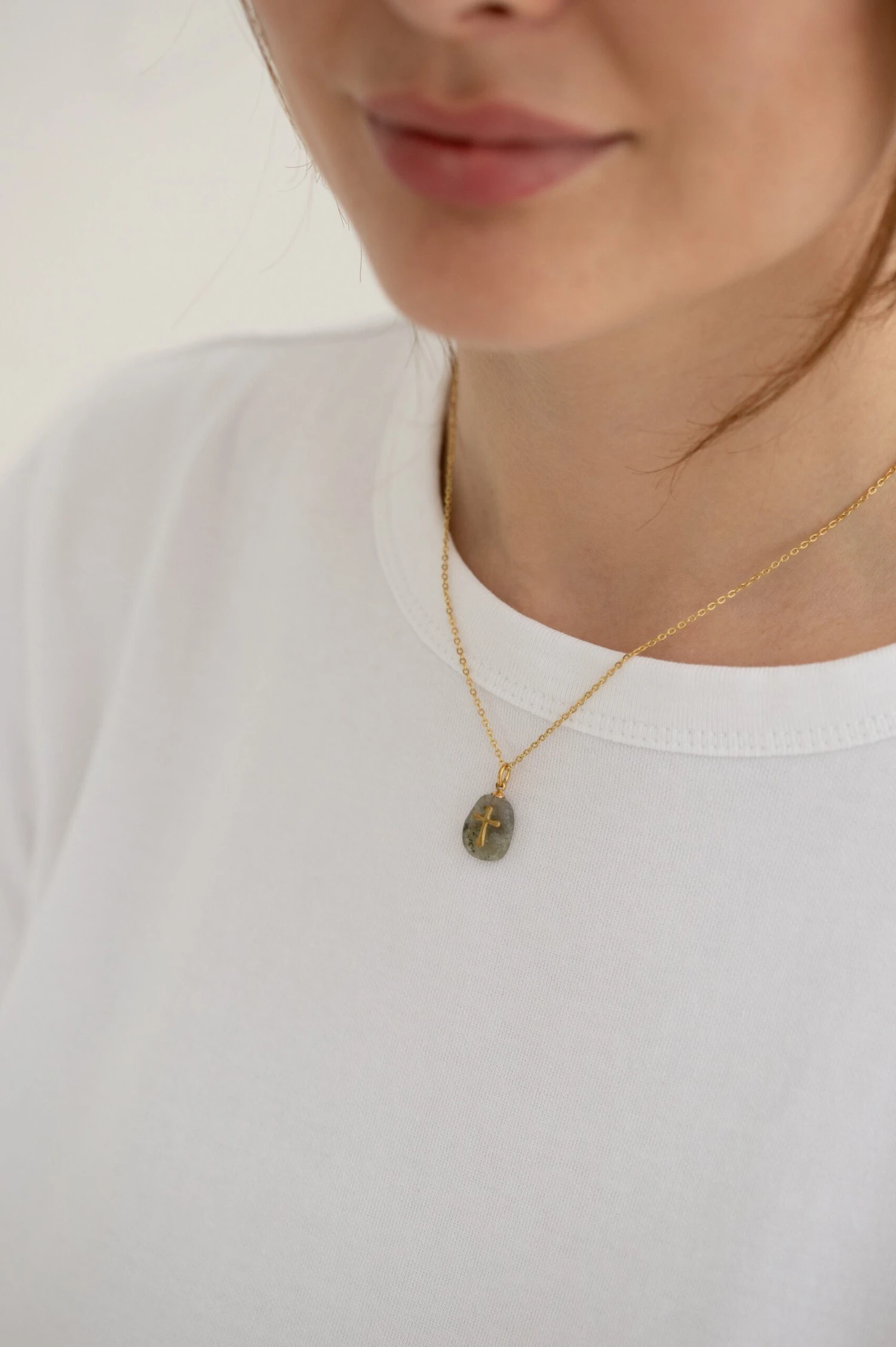 18K Gold Filled Cross Necklace, Christian Christmas Necklace, Crucifix Necklace, New Year Gift, Natural Stone Necklace, Colorful Necklace 6 18K Gold Filled Cross Necklace, Christian Christmas Necklace, Crucifix Necklace, New Year Gift, Natural Stone Necklace, Colorful Necklace - Image 4