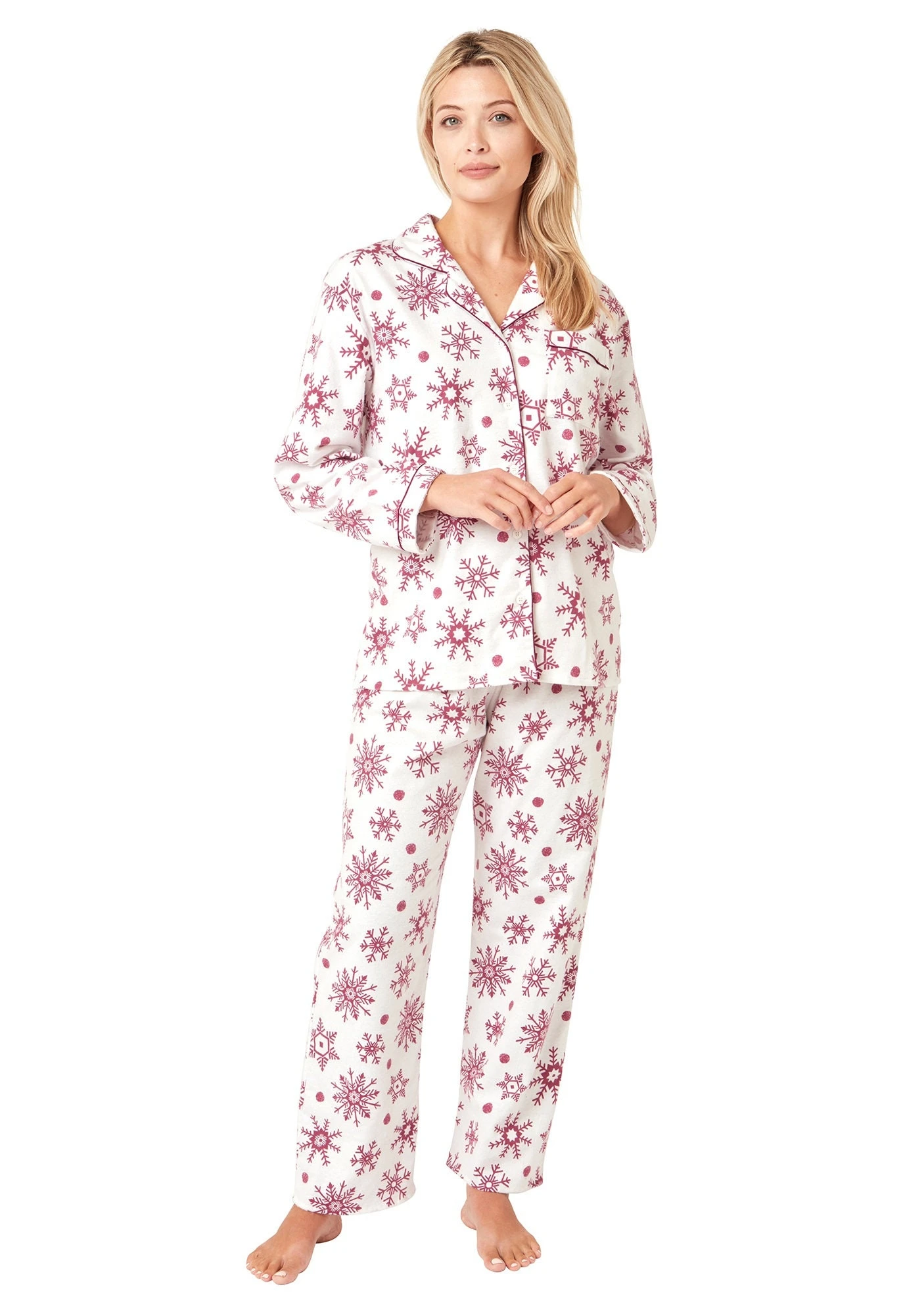 NEW Ladies 100% Brushed Cotton Button Front Pyjamas Pajama Pjs Nightshirt Set - Christmas Gift Present 4 NEW Ladies 100% Brushed Cotton Button Front Pyjamas Pajama Pjs Nightshirt Set - Christmas Gift Present - Image 2