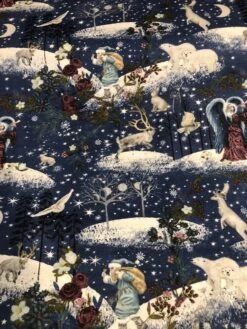 Christmas Santa,Angels And Woodland On Navy Flannel Pajama Pants, Pj's, Lounge Pants, Matching Family Pj's, Available Adult XS-XXL