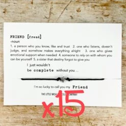 15 X Friends NOUN - Friendship Wish Bracelet Positivity Birthday Christmas School Gift, Bulk, Wholesale, Save