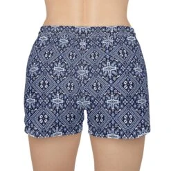Women's Shorts Blue Navy White Black Lightweight Pockets Elastic Waist Mexican Tile Bandana Inspired Print Style Gift -gift Christmas Travel -Jewellery Paradise il fullxfull.5177716104 hyjc