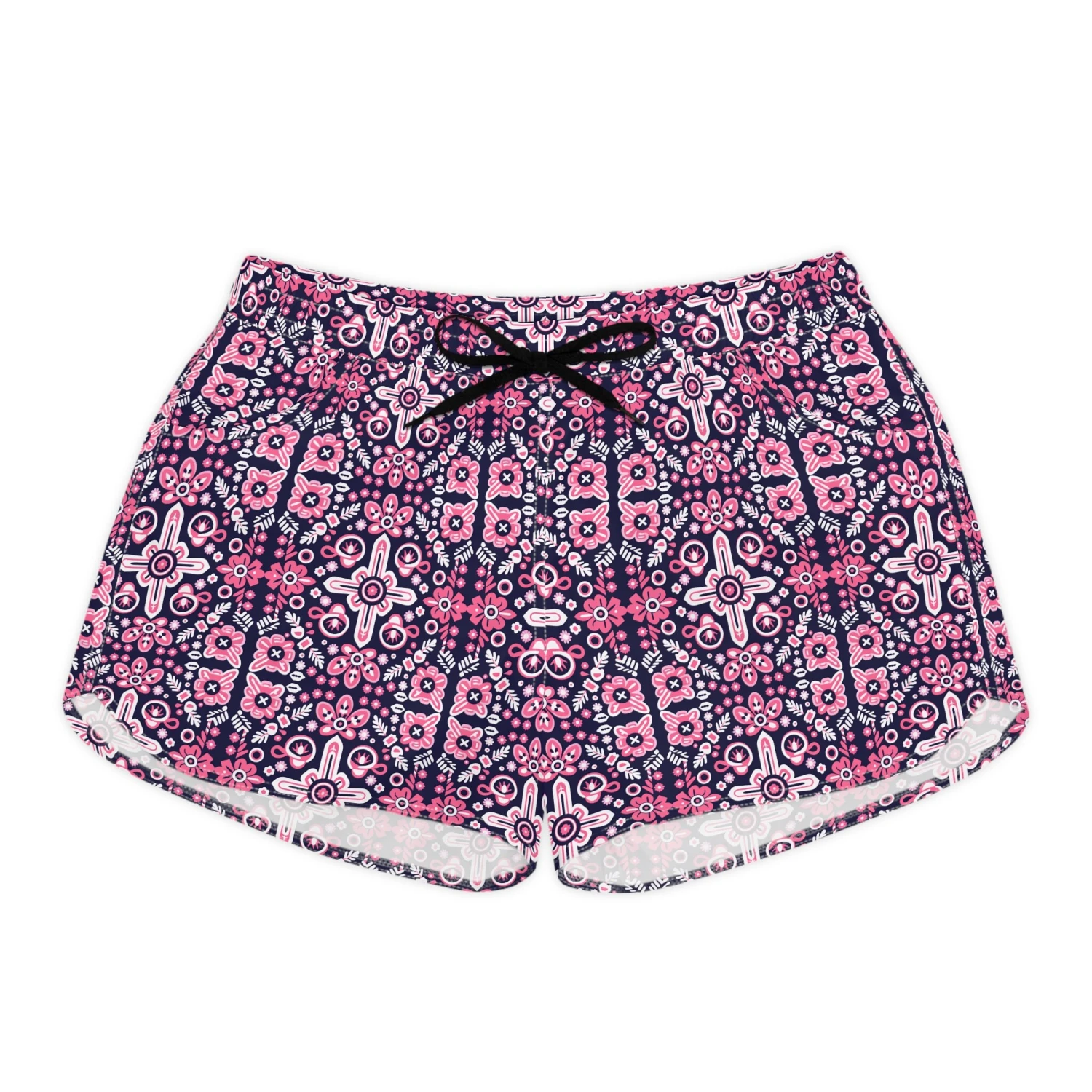 Women's Casual Shorts Navy Blue Pink White Raspberry Purple Mexican Tile Bandana Inspired Pattern Print Gift -gift Birthday Christmas 4 Women's Casual Shorts Navy Blue Pink White Raspberry Purple Mexican Tile Bandana Inspired Pattern Print Gift -gift Birthday Christmas - Image 2