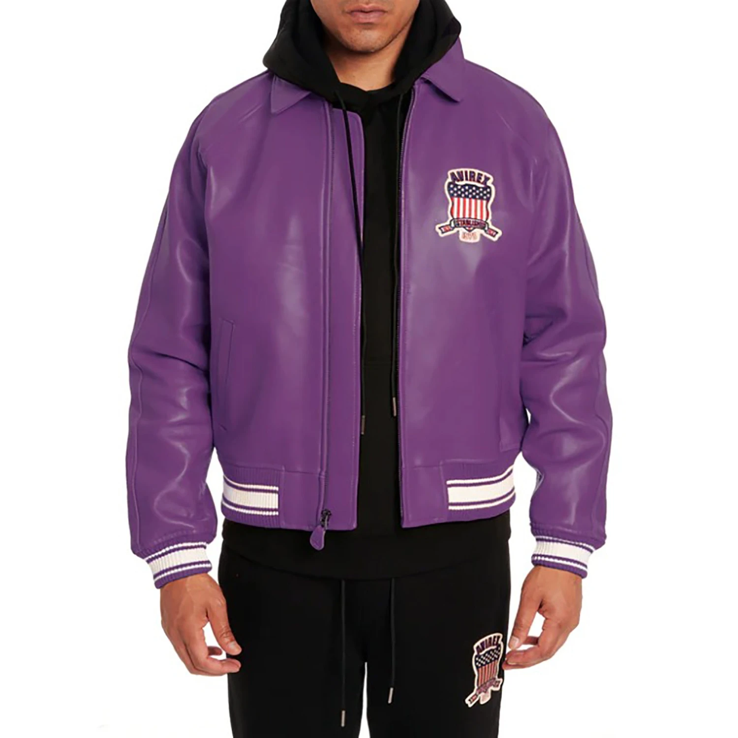 Leather Icon Jacket, Purple Leather Jacket, USA Leather Jacket, Leather Embroided Jacket, Orignal Leather Jacket, Christmas Gift 4 Leather Icon Jacket, Purple Leather Jacket, USA Leather Jacket, Leather Embroided Jacket, Orignal Leather Jacket, Christmas Gift - Image 2