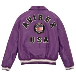 Leather Icon Jacket, Purple Leather Jacket, USA Leather Jacket, Leather Embroided Jacket, Orignal Leather Jacket, Christmas Gift