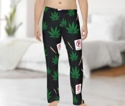 Weed Mens Pajama Pants Christmas Gift For Pothead, Don't Park On The Grass Funny 420 Pjs Stoner Gift Womens Pajamas