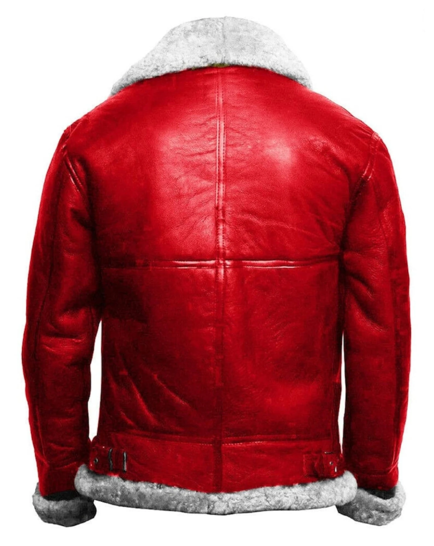 Red B3 Bomber Aviator Christmas Santa Jacket, Artificial Fur & Real Sheepskin Leather Bomber Jacket RAF Military Pilot Winter Coat Men/Women 4 Red B3 Bomber Aviator Christmas Santa Jacket, Artificial Fur & Real Sheepskin Leather Bomber Jacket RAF Military Pilot Winter Coat Men/Women - Image 2