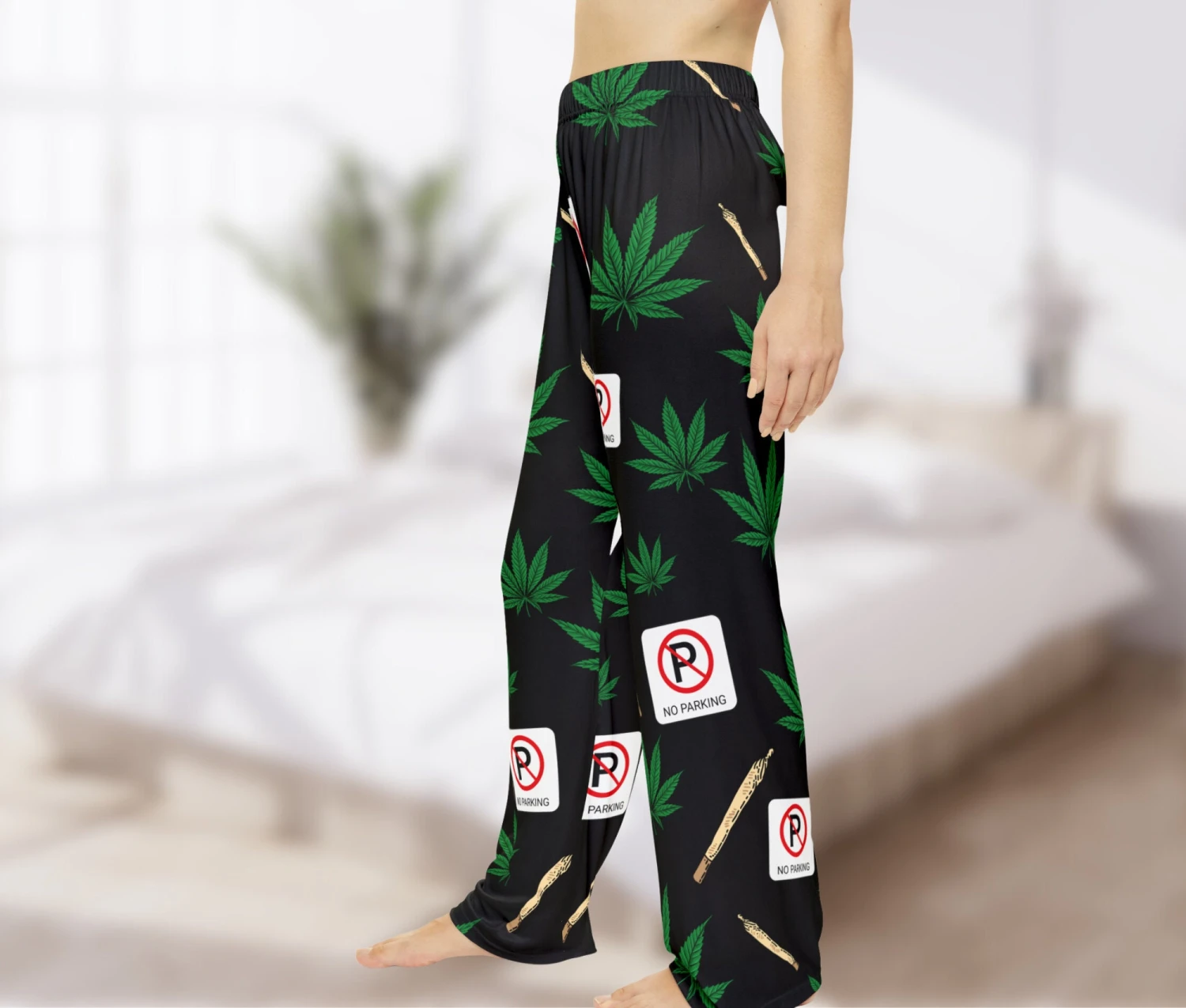 Weed Mens Pajama Pants Christmas Gift For Pothead, Don't Park On The Grass Funny 420 Pjs Stoner Gift Womens Pajamas 5 Weed Mens Pajama Pants Christmas Gift For Pothead, Don't Park On The Grass Funny 420 Pjs Stoner Gift Womens Pajamas - Image 3