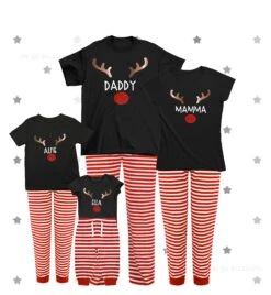 Christmas Family Matching Lounge Wear Pyjama Set Red Stripes Deer Any Name Xmas Eve Box Filler Idea