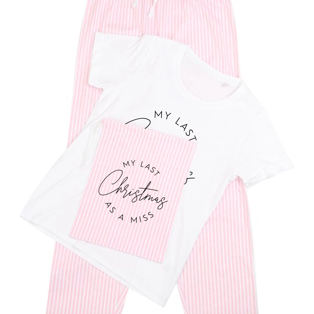 Last Christmas As A Miss Ladies/Womens Pyjama Set Bag Pajamas Gift For Fiancee Future Wife Gift Last Christmas Miss Bride To Be Pyjamas 5 Last Christmas As A Miss Ladies/Womens Pyjama Set Bag Pajamas Gift For Fiancee Future Wife Gift Last Christmas Miss Bride To Be Pyjamas - Image 3