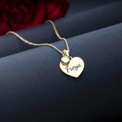 Heart Birthstone Engraved Necklace, Personalized Necklace, Mother's Day Christmas Gift, Engraved Necklace, Last Name DIY Necklace -Jewellery Paradise il fullxfull.5185283242 b1ww