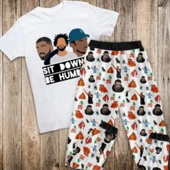 Sit Down Be Humble Pajamas Set, Christmas Pajamas Set Women, Cute Christmas Pajamas,Womens Pajamas Set, Family Pajamas Set