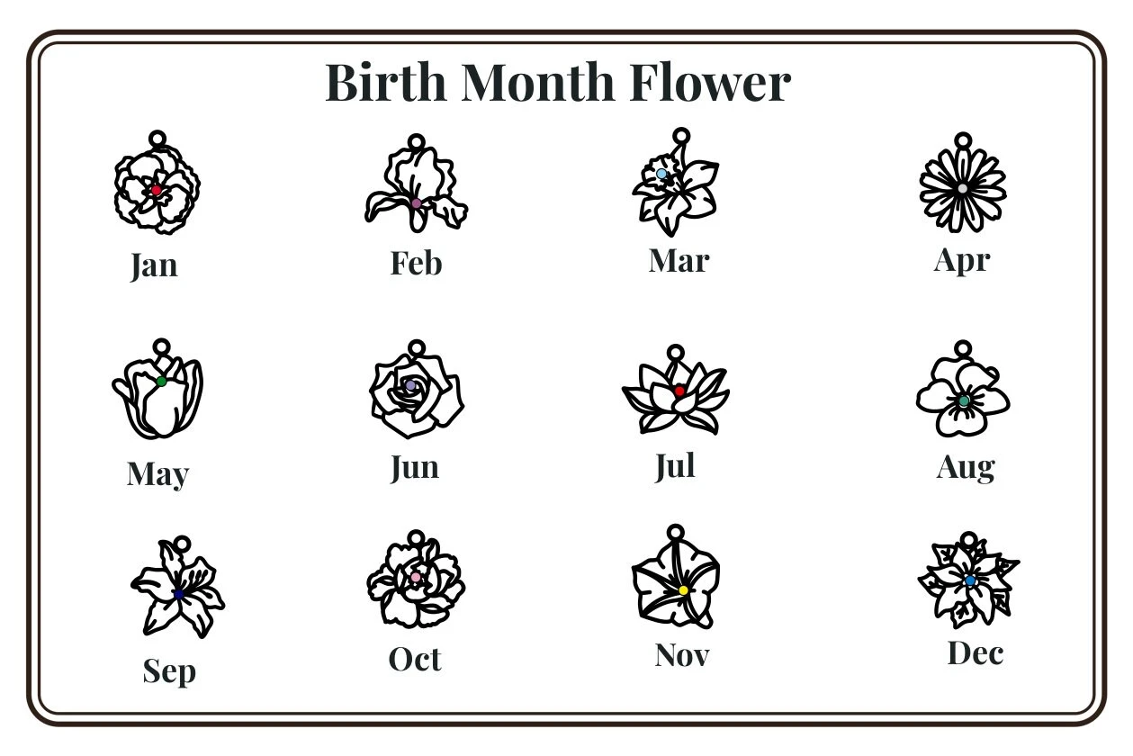 Birth Flower Necklace, Combined Birth Flower Necklace, Bridesmaids Gift, Birth Flower Jewelry, Personalised Necklace, Christmas Gift For Her 11 Birth Flower Necklace, Combined Birth Flower Necklace, Bridesmaids Gift, Birth Flower Jewelry, Personalised Necklace, Christmas Gift For Her - Image 9