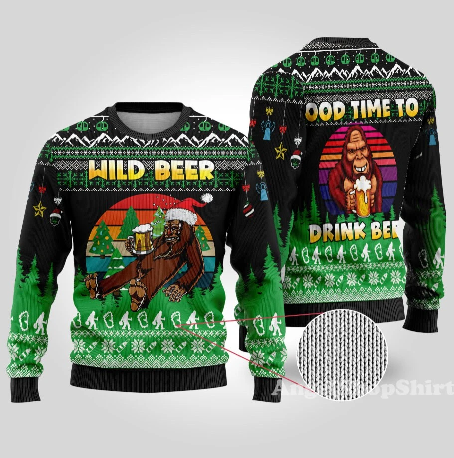 Good Time To Drink Beer Ugly Christmas Sweater, Wild Beer Sweater, Bigfoot Drink Beer Sweater, Beer Lover Christmas Sweater For Men/Women 5 Good Time To Drink Beer Ugly Christmas Sweater, Wild Beer Sweater, Bigfoot Drink Beer Sweater, Beer Lover Christmas Sweater For Men/Women - Image 3