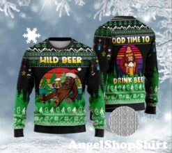 Good Time To Drink Beer Ugly Christmas Sweater, Wild Beer Sweater, Bigfoot Drink Beer Sweater, Beer Lover Christmas Sweater For Men/Women