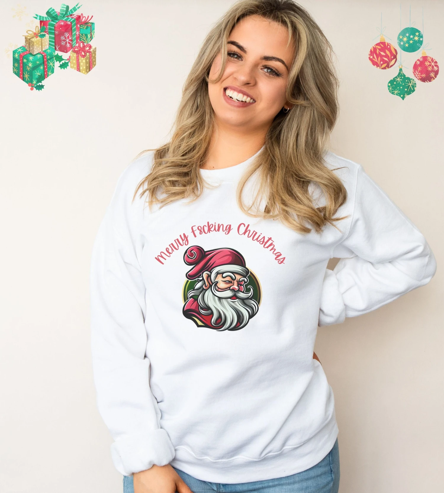 Rude Christmas Unisex Sweatshirt For Her Or Him Ugly Festive Sweatshirt For Bah Humbug Merry F**ing Christmas Jumper Gift For Your Loved One 4 Rude Christmas Unisex Sweatshirt For Her Or Him Ugly Festive Sweatshirt For Bah Humbug Merry F**ing Christmas Jumper Gift For Your Loved One - Image 2