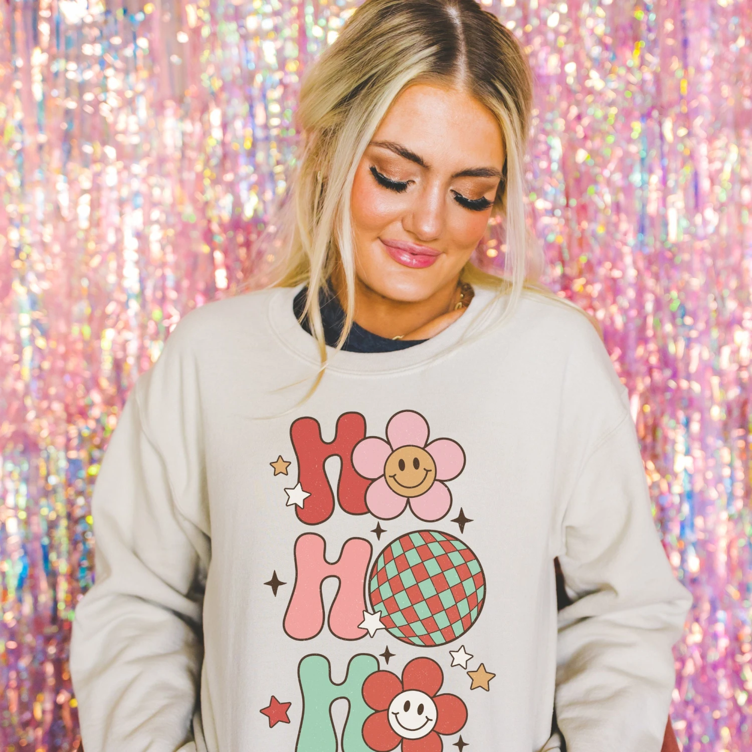 Ho Ho Ho Sweater, Disco Christmas, Womens Christmas Sweatshirt, Retro Christmas Sweatshirt, Merry Christmas Sweatshirt 4 Ho Ho Ho Sweater, Disco Christmas, Womens Christmas Sweatshirt, Retro Christmas Sweatshirt, Merry Christmas Sweatshirt - Image 2