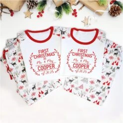 First Christmas Married Pajamas, Personalised First Christmas As Mr And Mrs PJs, Our First Christmas Pajamas, Married Christmas Pyjamas
