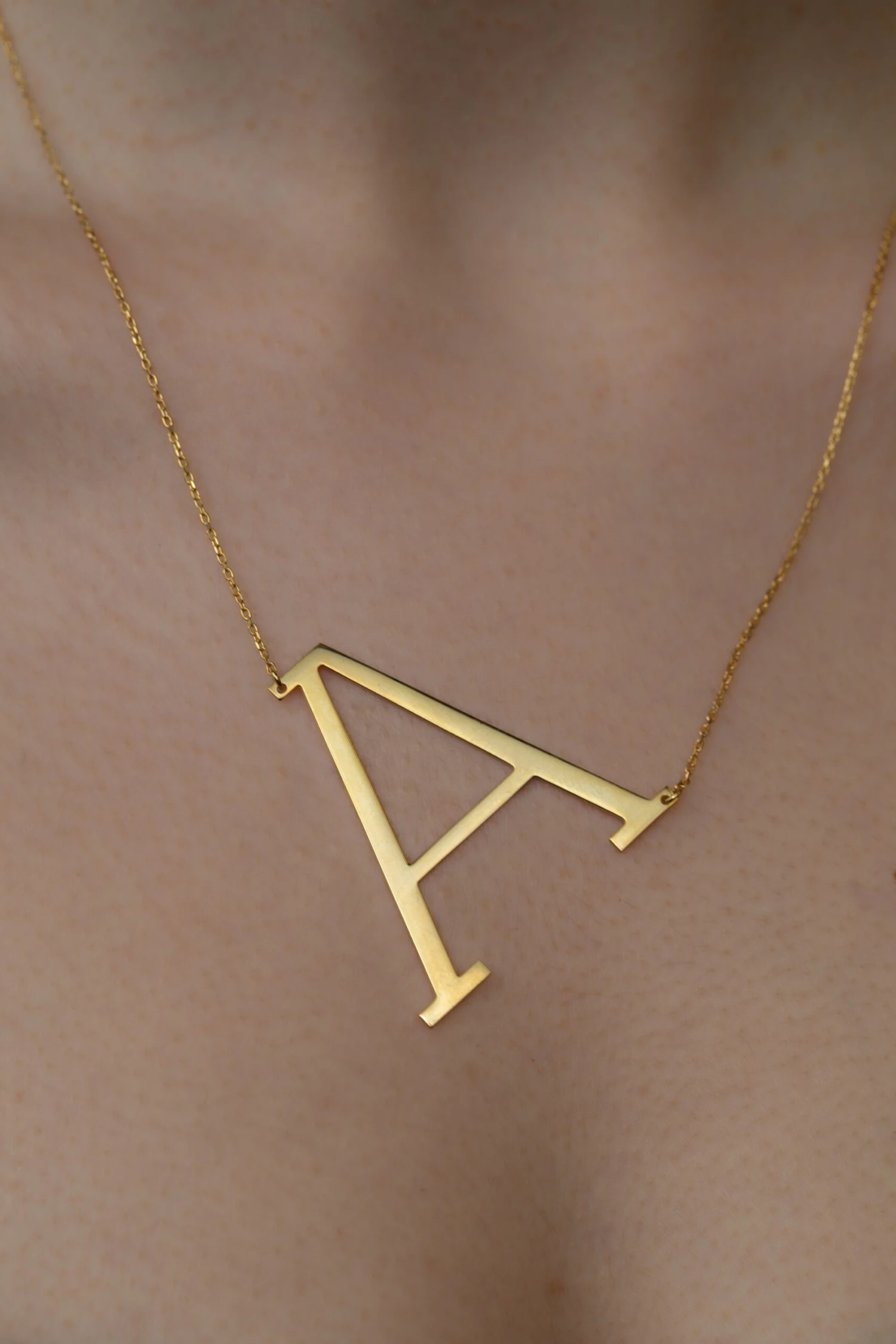Large Sideway Initial Necklace, Gold Initials, Gold Letter Necklace, Alphabet Necklace, Gift To Her, Big Letter Necklace, Christmas Gifts 6 Large Sideway Initial Necklace, Gold Initials, Gold Letter Necklace, Alphabet Necklace, Gift To Her, Big Letter Necklace, Christmas Gifts - Image 4