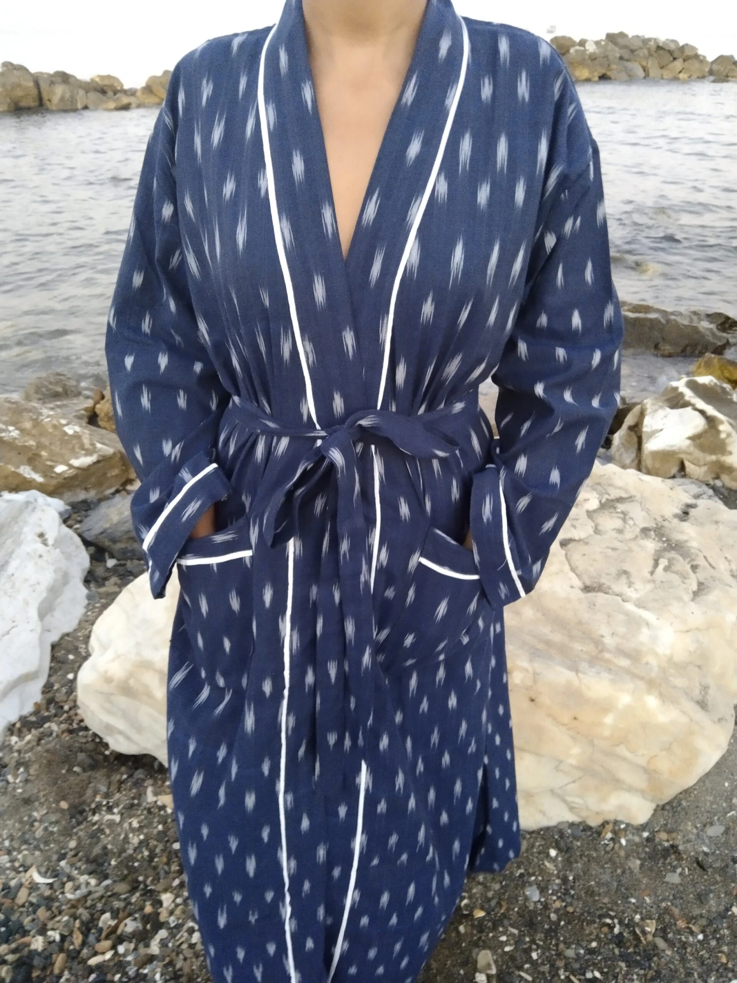Unisex Ikkat Dressing Robe,cotton Robe,lounge Wear,resort Wear,gifts For Him,gifts For Her,housewarming Gift,boho Robe,Christmas Gift, 12 Unisex Ikkat Dressing Robe,cotton Robe,lounge Wear,resort Wear,gifts For Him,gifts For Her,housewarming Gift,boho Robe,Christmas Gift, - Image 10
