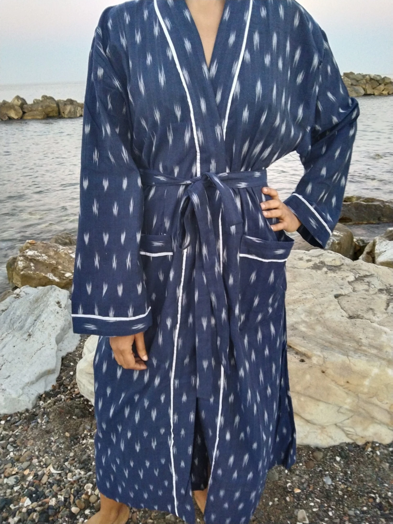 Unisex Ikkat Dressing Robe,cotton Robe,lounge Wear,resort Wear,gifts For Him,gifts For Her,housewarming Gift,boho Robe,Christmas Gift, 3 Unisex Ikkat Dressing Robe,cotton Robe,lounge Wear,resort Wear,gifts For Him,gifts For Her,housewarming Gift,boho Robe,Christmas Gift,