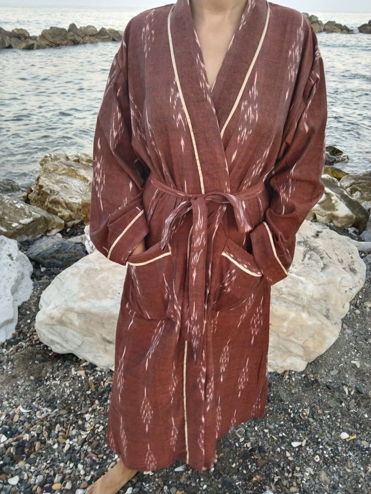 Unisex Ikkat Dressing Robe,ikkat Kimono,loungewear,resort Wear,gifts For Her,gifts For Him,Christmas Gift,mom Postpartum Gift, Housewarming 12 Unisex Ikkat Dressing Robe,ikkat Kimono,loungewear,resort Wear,gifts For Her,gifts For Him,Christmas Gift,mom Postpartum Gift, Housewarming - Image 10