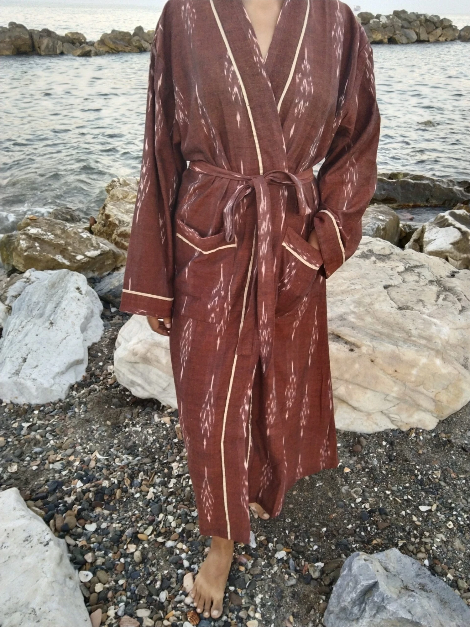 Unisex Ikkat Dressing Robe,ikkat Kimono,loungewear,resort Wear,gifts For Her,gifts For Him,Christmas Gift,mom Postpartum Gift, Housewarming 3 Unisex Ikkat Dressing Robe,ikkat Kimono,loungewear,resort Wear,gifts For Her,gifts For Him,Christmas Gift,mom Postpartum Gift, Housewarming